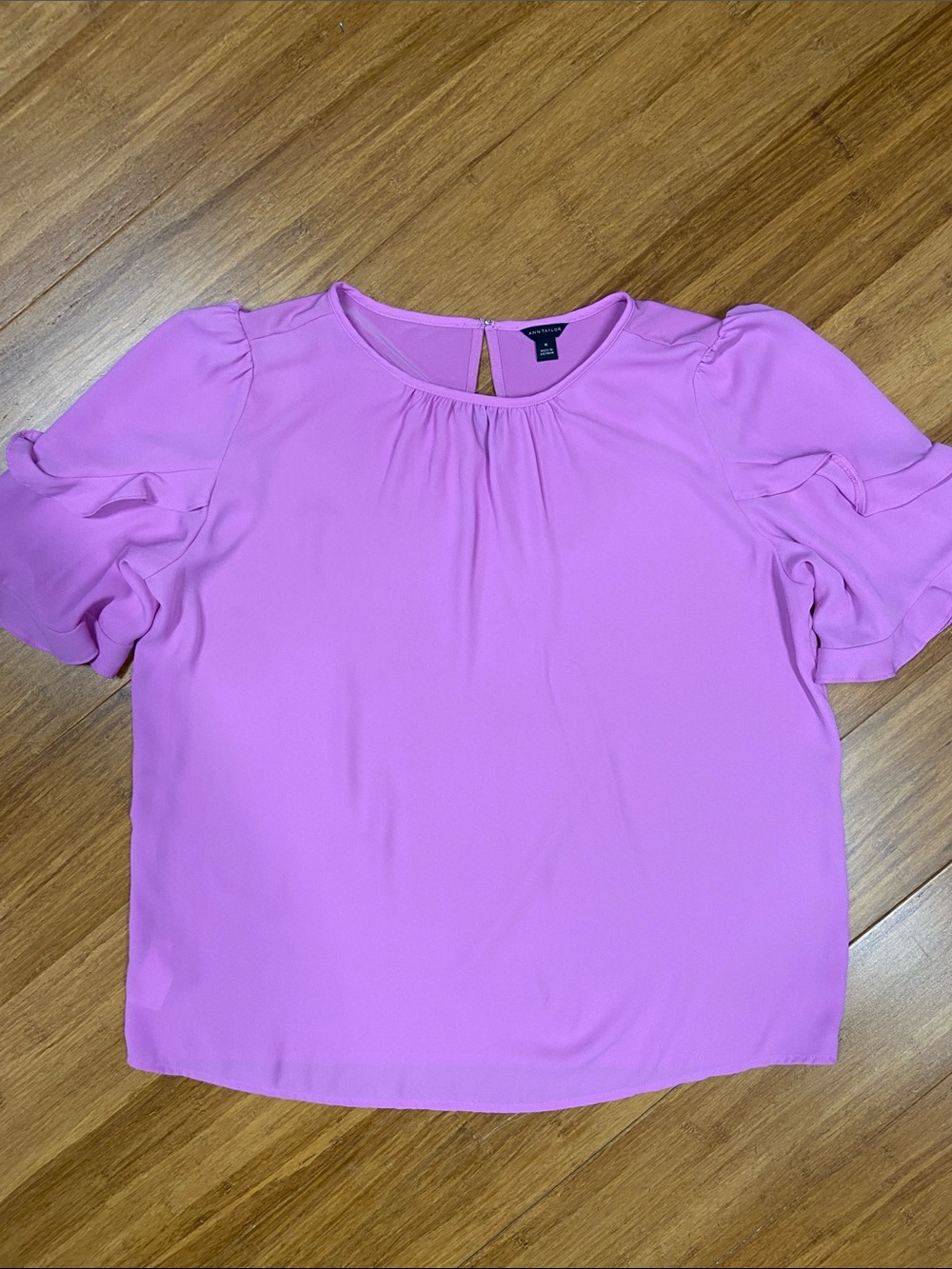Ann Taylor Lavender-Pink Ruffle Sleeve Blouse size Medium